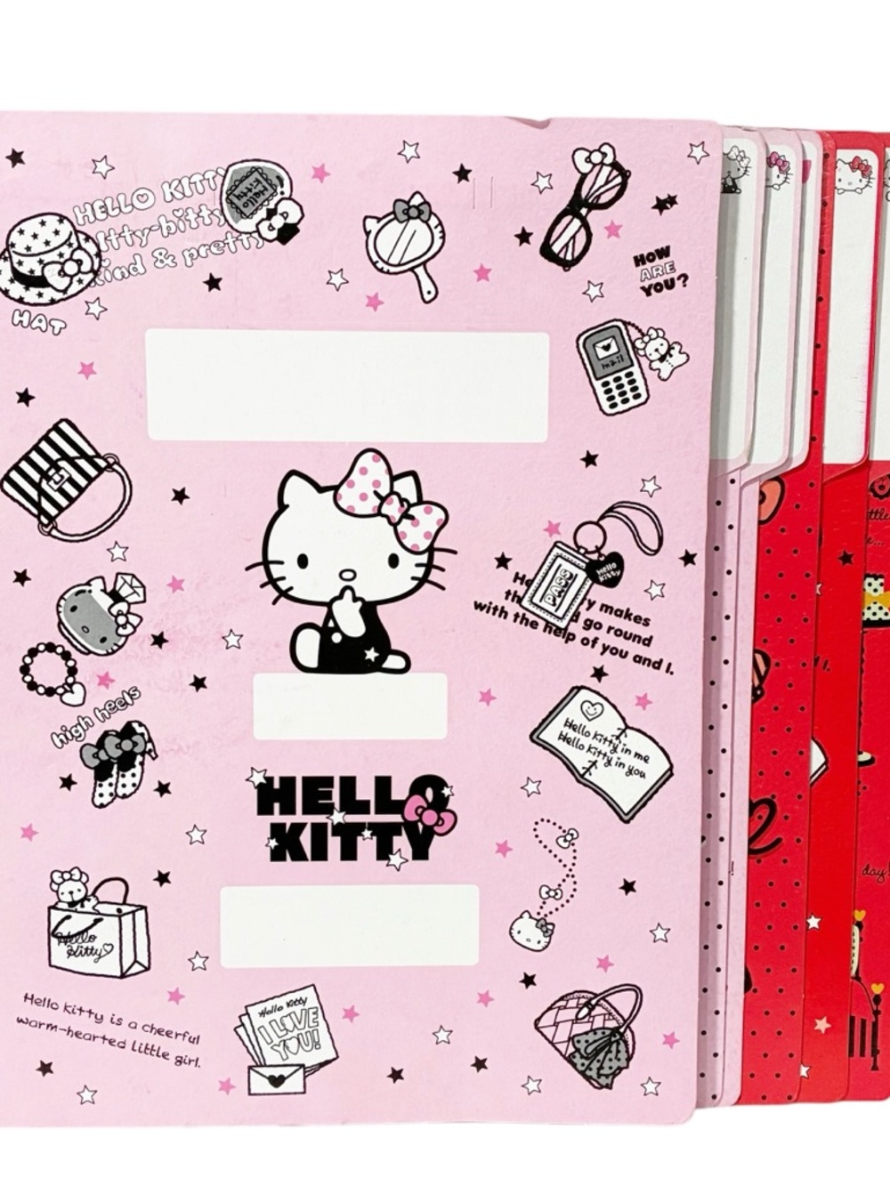 Sanrio Hello Kitty Pink Red Folder Bundle Lot School Office